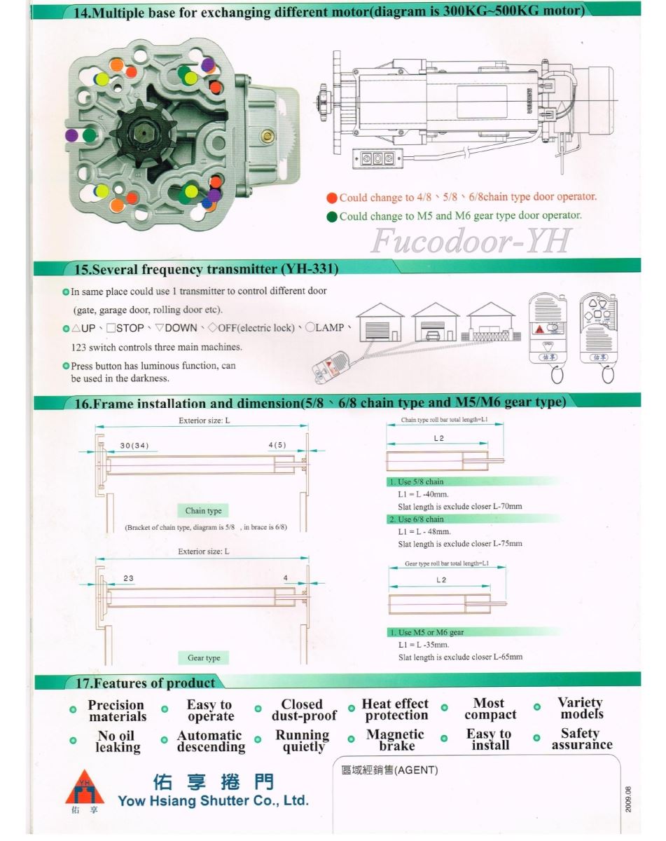 Yow Hsiang Shutter Co., Ltd, YH Taiwan do Fucodoor phân phối