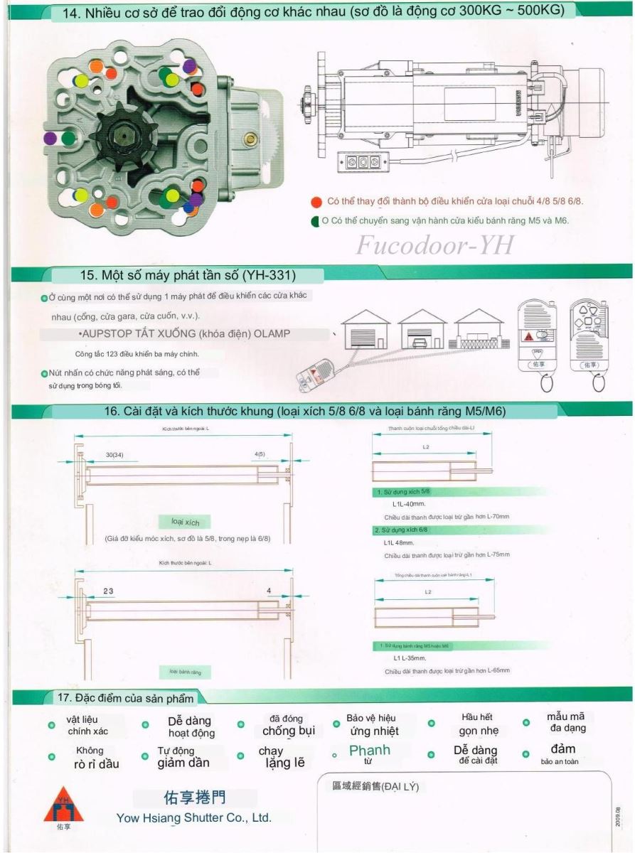 Motor YH taiwan, Fucodoor phân phối Đài Loan