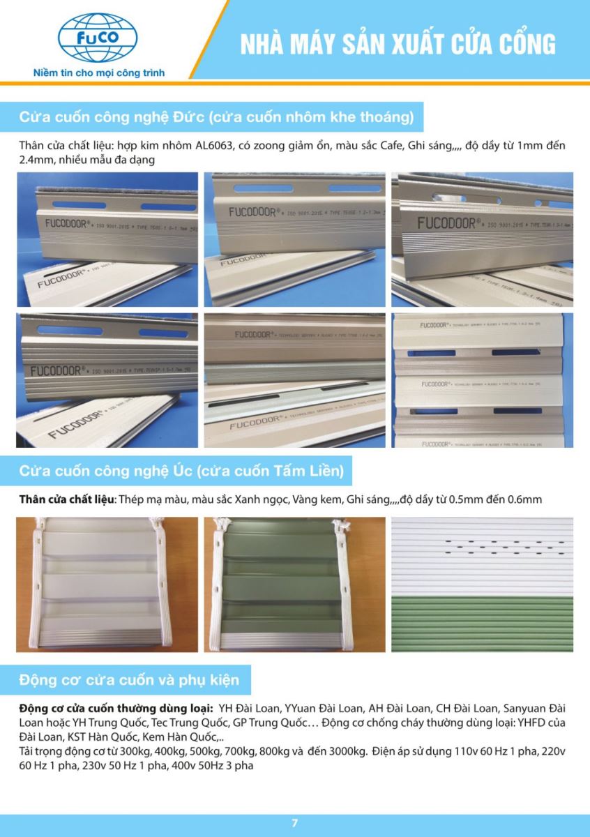 Catalogue Fucodoor 2023, chuyên cửa cuốn, cửa xếp, kèo thép siêu nhẹ
