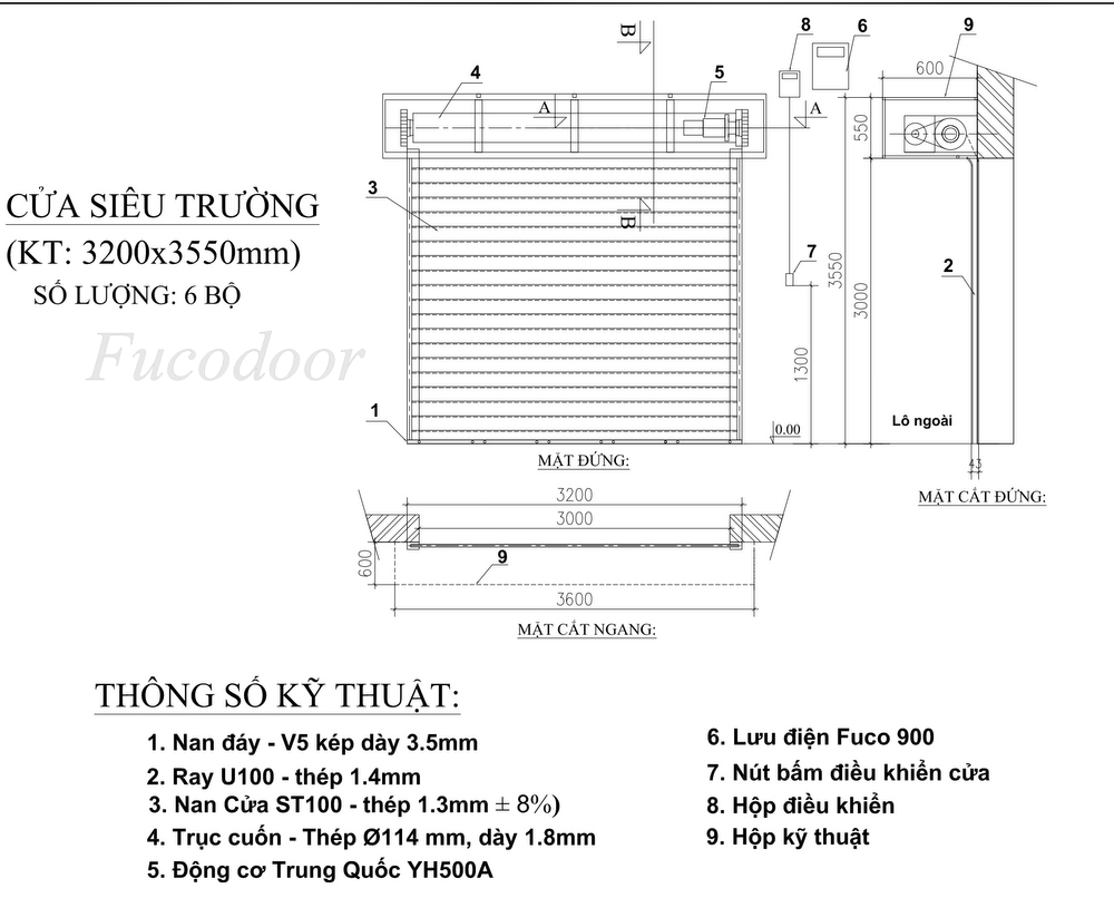 Cửa cuốn siêu trường sơn tĩnh điện dầy 1.3ly