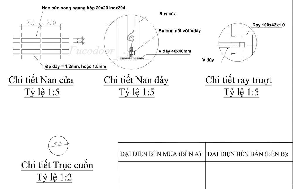 Cửa cuốn song ngang hộp 20x20 INOX 304
