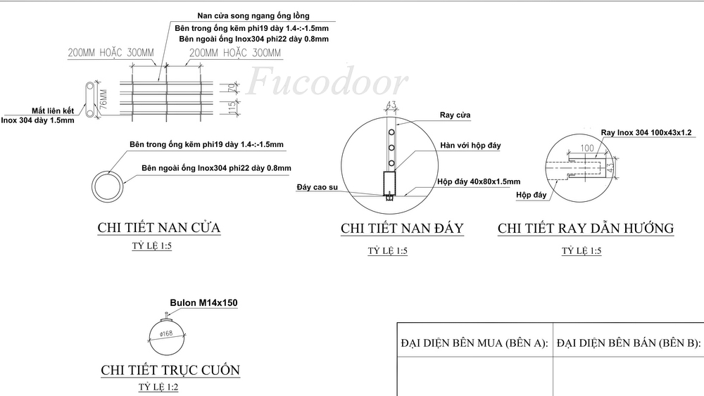 cửa cuốn song ngang Ống Lồng INOX Xếp Thẳng