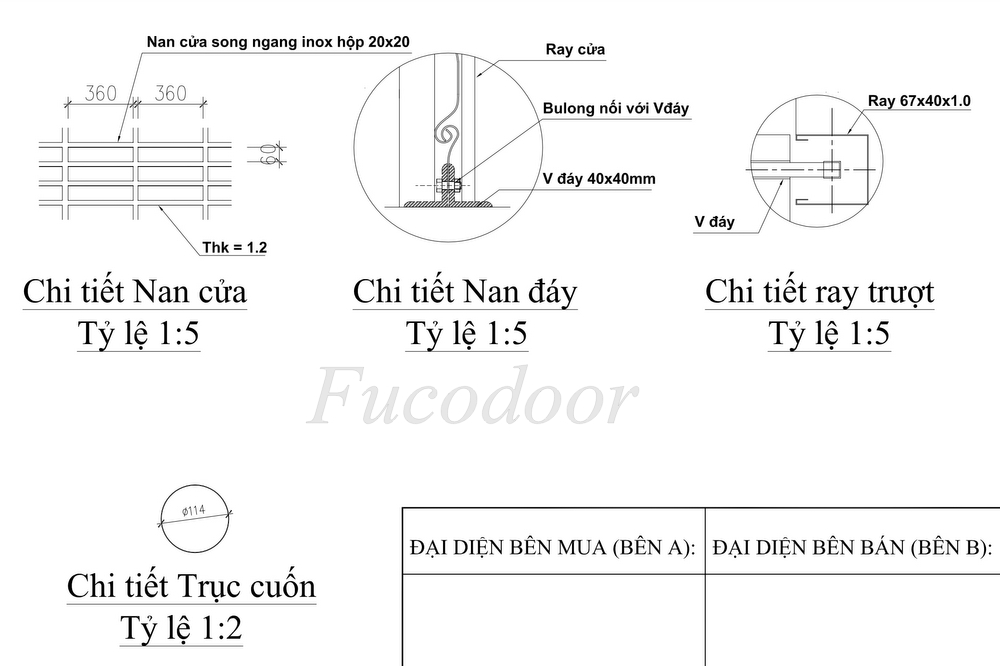 Cửa cuốn song ngang hộp 20x20 INOX 304