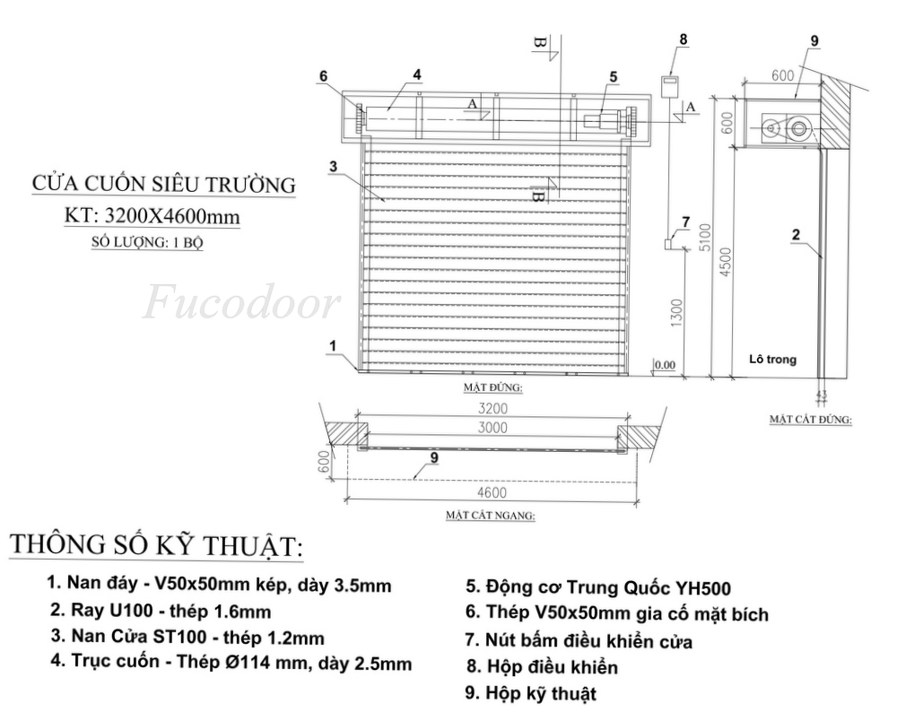 Cửa cuốn siêu trường sơn tĩnh điện dầy 1.2ly