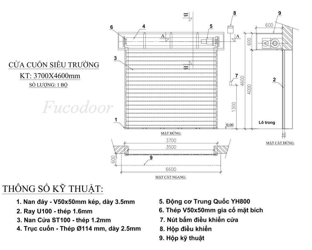 Cửa cuốn siêu trường sơn tĩnh điện dầy 1.2ly