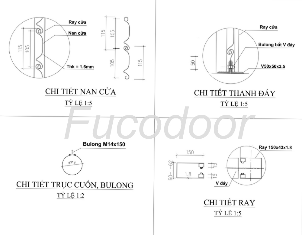 Cửa cuốn siêu trường bẳng cong 1.6mm và đến 1.8mm