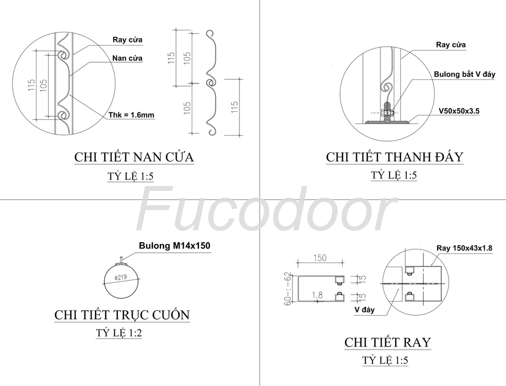 Cửa cuốn siêu trường bẳng cong 1.6mm và đến 1.8mm