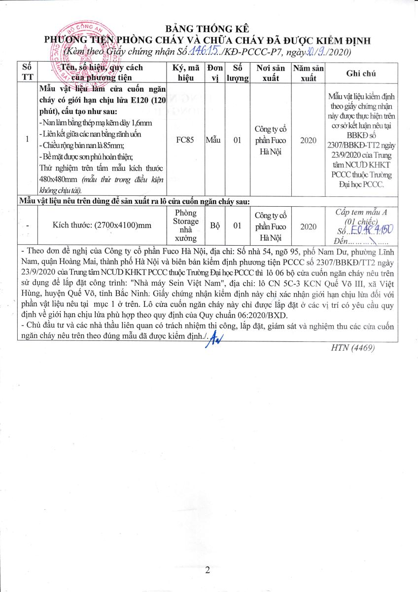 Chứng chỉ, chứng nhận chống cháy