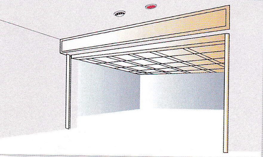 Điều kiện giảm dần một giai đoạn (chức năng xả khí) Khi xảy ra hỏa hoạn, tín hiệu báo khói giảm xuống (600 ~ 800mm) để chặn khói bốc lên tầng trên.