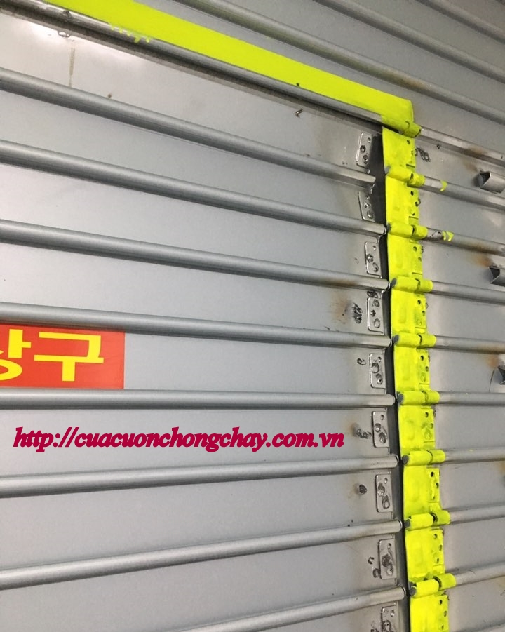 Cửa sập ngăn cháy có cửa phụ, Fire shutter door korea