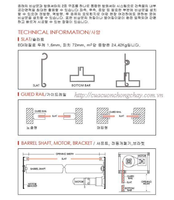 Cửa sập ngăn cháy có cửa phụ, Fire shutter door korea