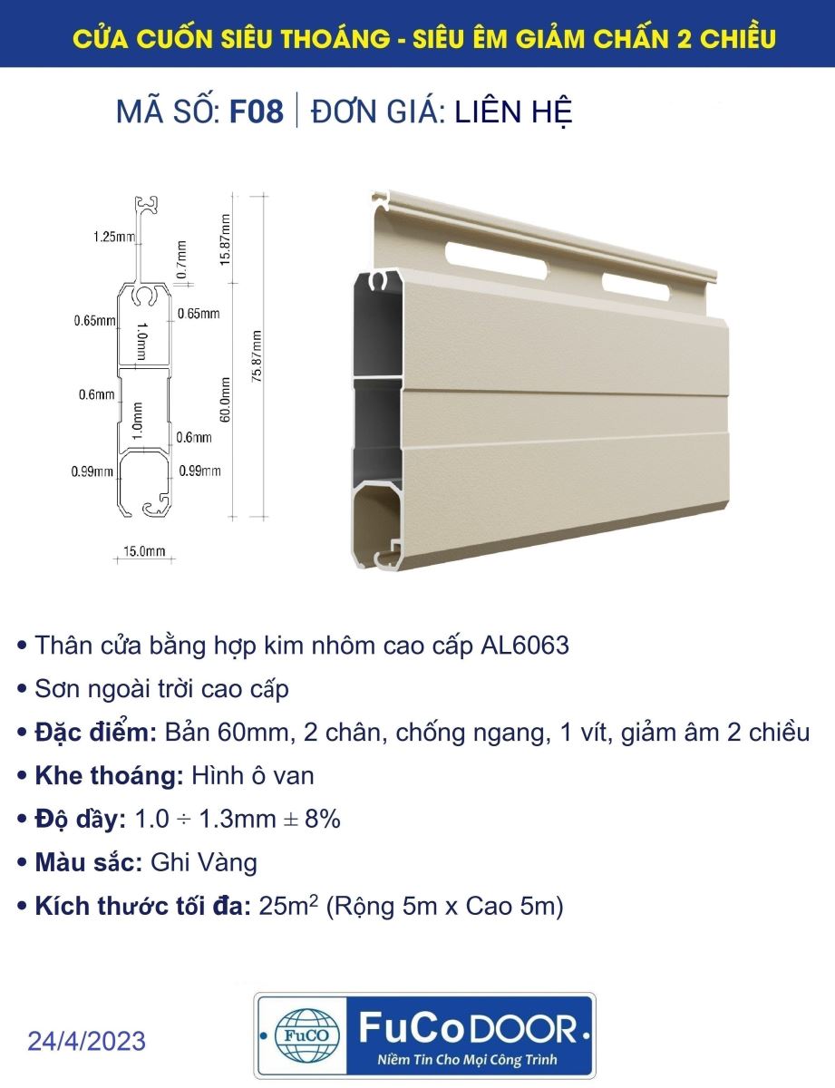 Cửa cuốn Đức Fucodoor F08