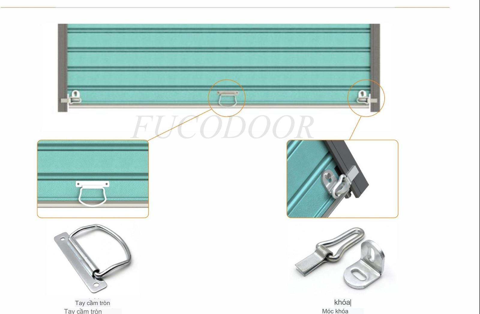 tay nắm nổi cửa cuốn thép cửa cuốn lò xo lá Fuco, kéo tay