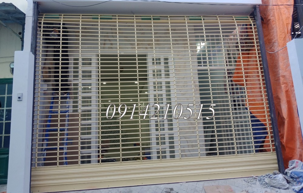 cửa cuốn song ngang thép sơn tĩnh điện phi tròn ∅ 19