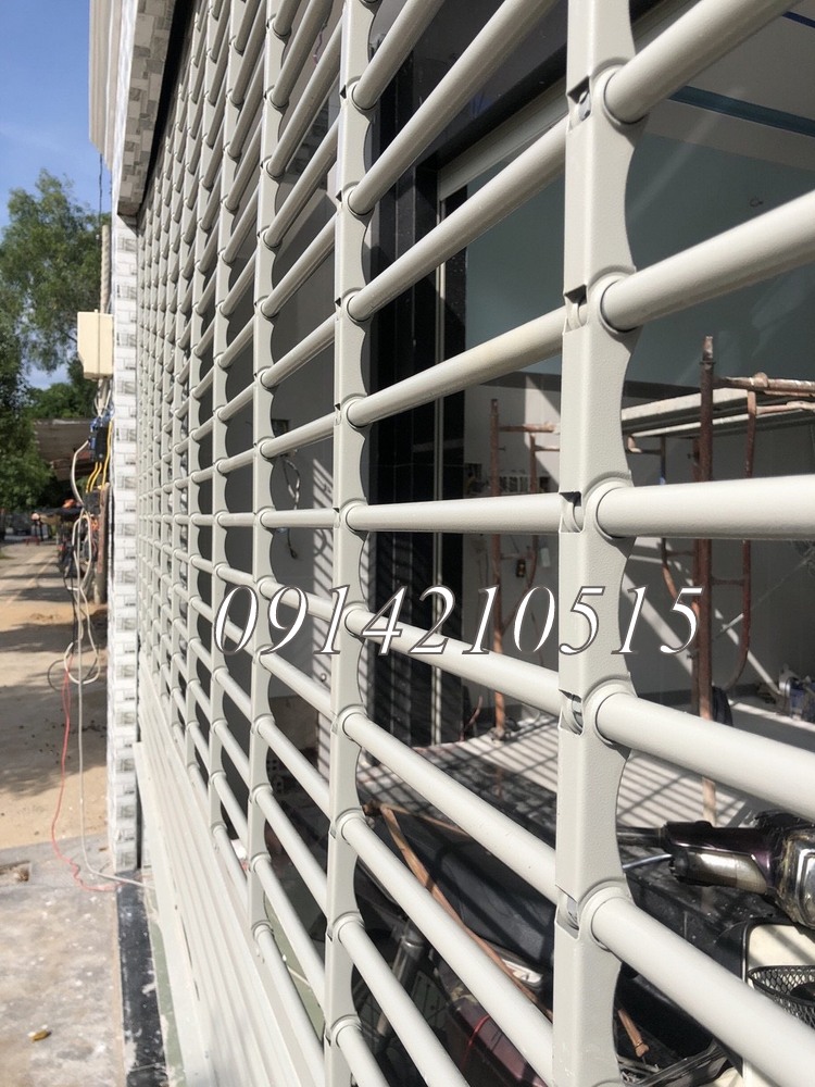 Cửa cuốn song ngang sơn tĩnh điện ống tròn phi 19 dầy 1.1ly