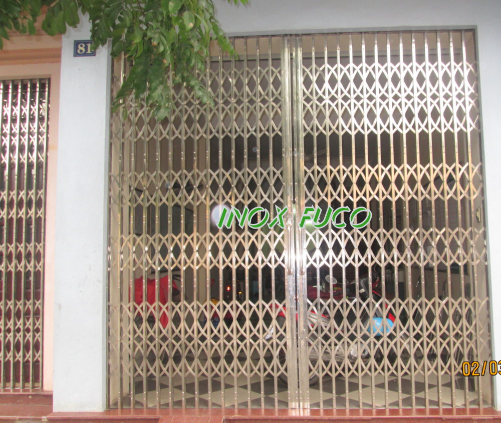 Cửa xếp INOX hộp 20x20 INOX 304 không lá, kích thước cửa xếp inox, các dòng cửa xếp inox nổi tiếng
