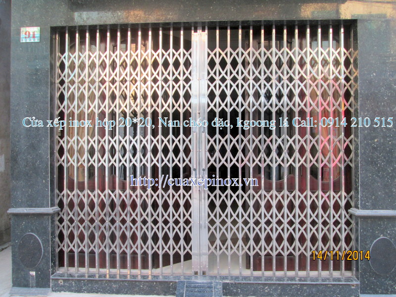 Cửa xếp Inox có lá gió, Inox201, Inox304 giá rẻ Hà Nội