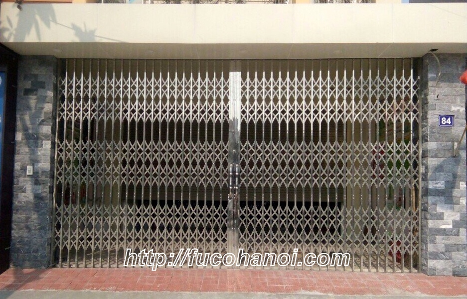 cửa xếp inox hộp 201, không lá chắn Fuco, bền đẹp