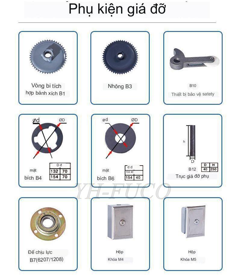 phụ kiện mô tơ YH-Fuco từ 800kg - 1500kg