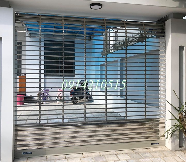 Cửa cuốn song ngang INOX 304, độ dầy 0.8ly, ống Ø 19 ( chưa có ray, trục), đã có lá đáy và V đáy, cửa cuốn song ngang INOX 304, độ dầy 1ly