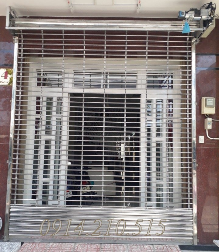 Cửa cuốn song ngang INOX 304, độ dầy 0.8ly, ống Ø 19 ( chưa có ray, trục), đã có lá đáy và V đáy, cửa cuốn song ngang INOX 304, độ dầy 1ly