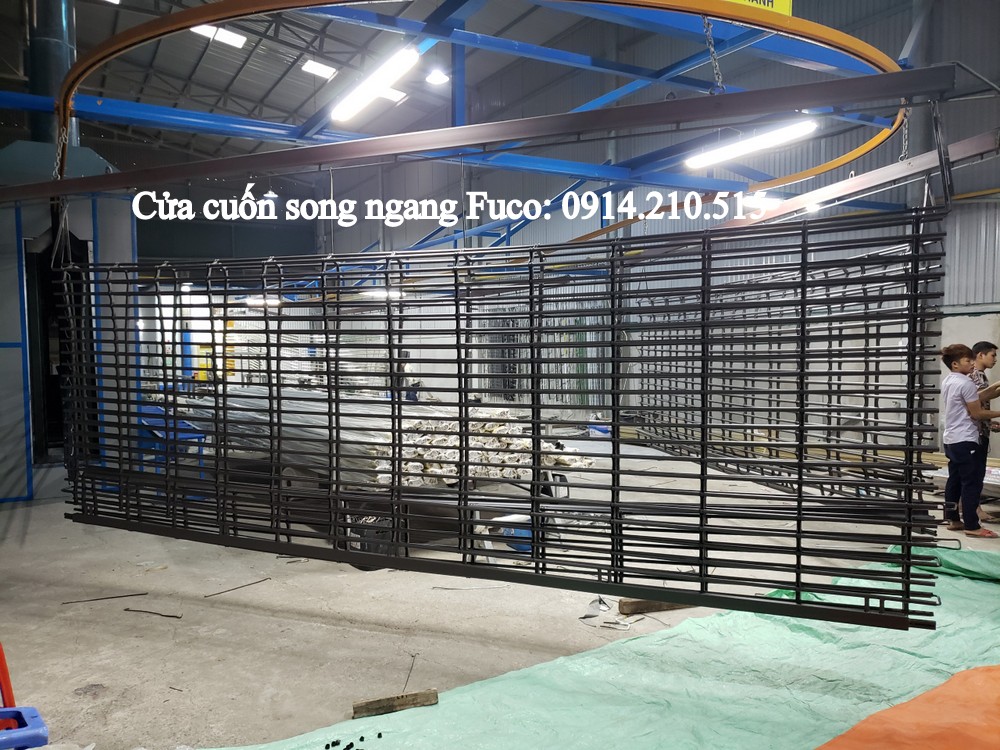 Cửa cuốn song ngang, mắc võng thép sơn